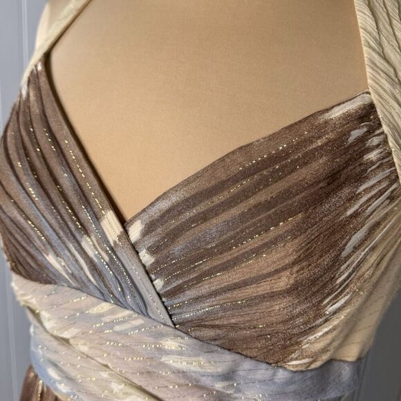 BCBG MaxAzria Sz 8 Silk Halter Dress Ombre Boho Prom Formal Tie Y2K Fairy A-Line - Picture 6 of 16